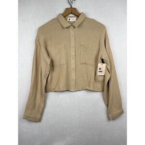 The‎ Sweet Collective Womens Shirt S Button Down Boxy Gauze Pocket Boho